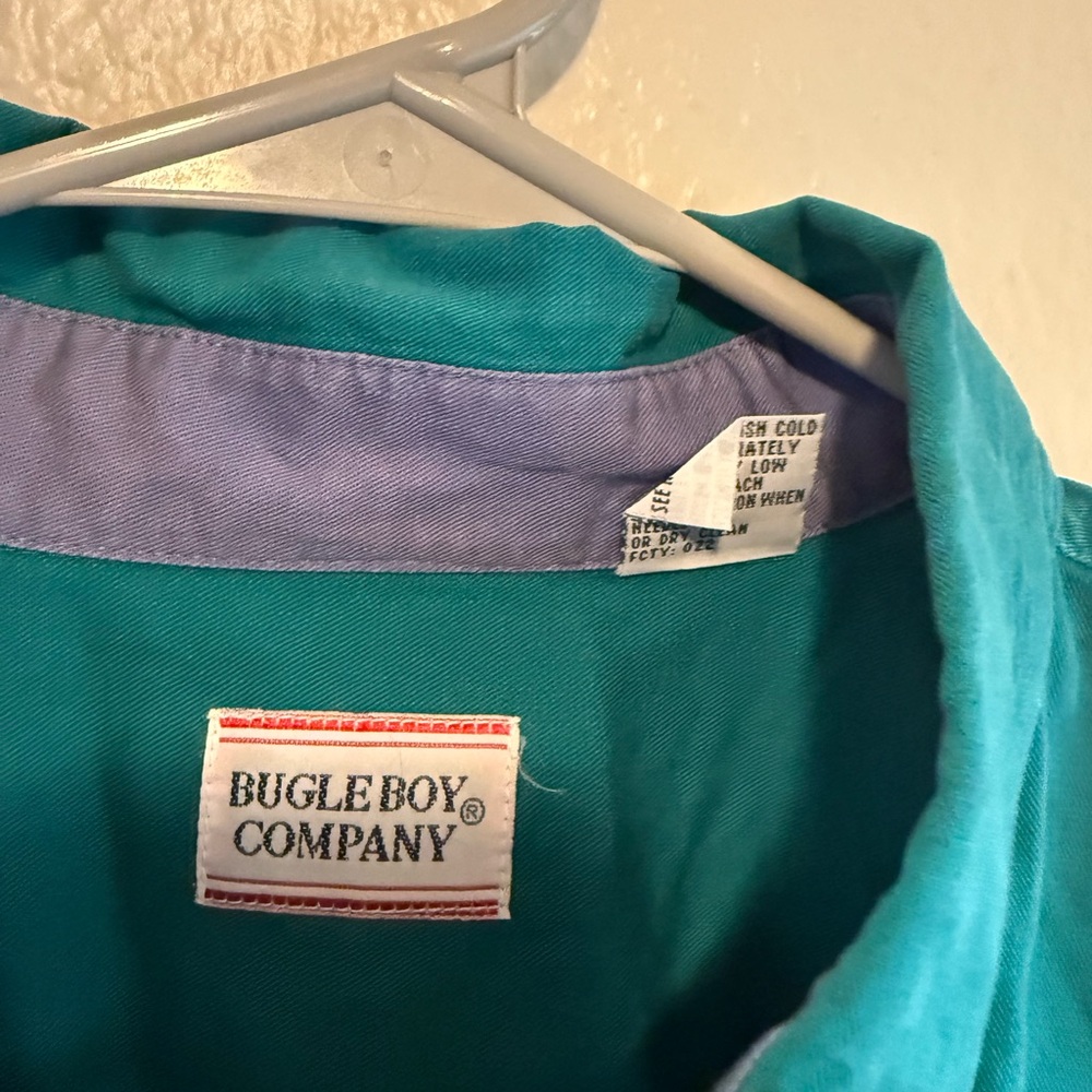 Vintage rare bugle boy Teal Button-Up Shirt - Picture 3 of 5